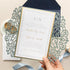 classic dusty blue laser cut wedding invitations with gold mirror CWIL72